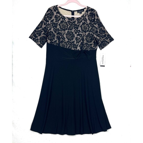 Perceptions Black Dress Lace Bodice Womens SZ XL Fit & Flare Cocktail party - Picture 3 of 12